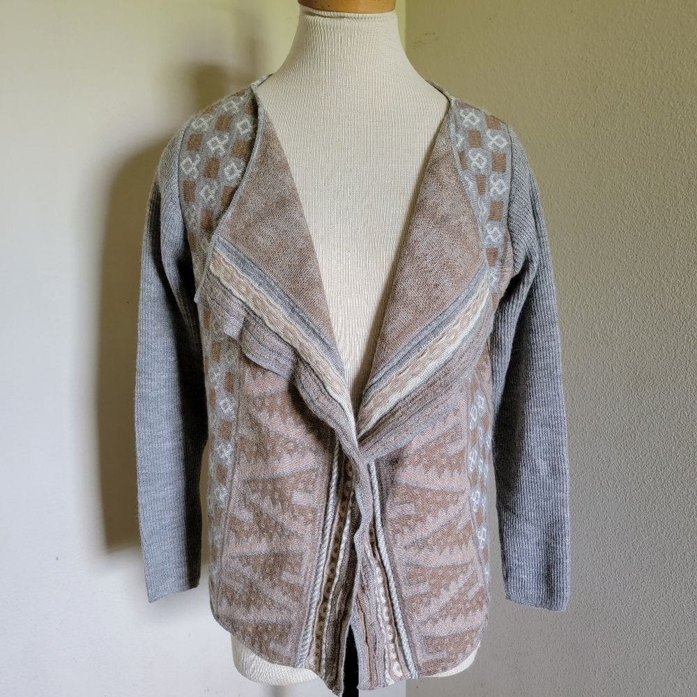 Sol Alpaca Ancient Print Open Cardigan NWT S